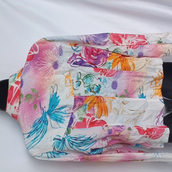 Coldwater Creek Multi Watercolor Floral Jacket Linen Blend Pockets, sz 10 - Picture 5 of 8